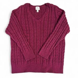 Cable Knit Burgundy Sweater